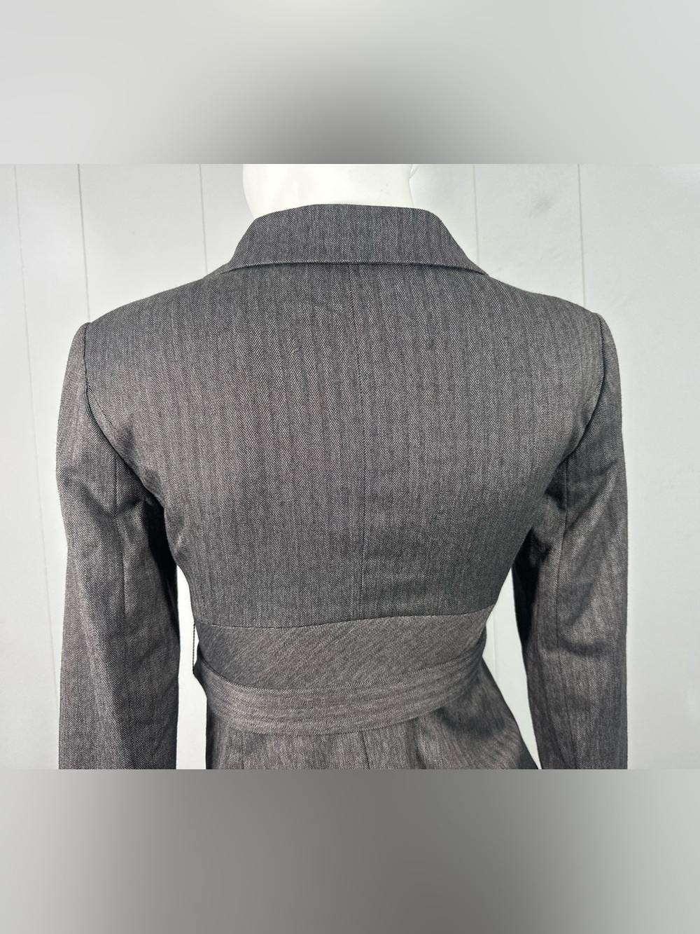 NWT The Limited Wz 2 Womens Blazer Herringbone Belted Brown 3 Button Stretch - Picture 8 of 15